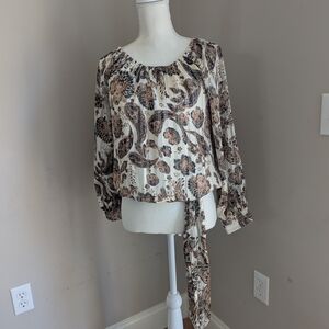 Vince Camuto Tan Relaxed Tie Front Blouse